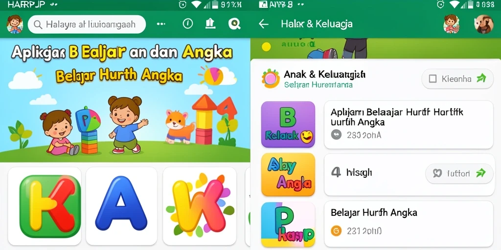 Antarmuka aplikasi Belajar Huruf Angka yang interaktif dan menyenangkan.