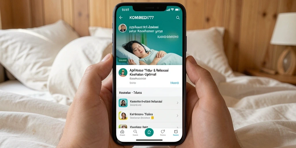 Antarmuka KOMEDI77 yang menenangkan dengan fitur Tidur & Relaksasi.