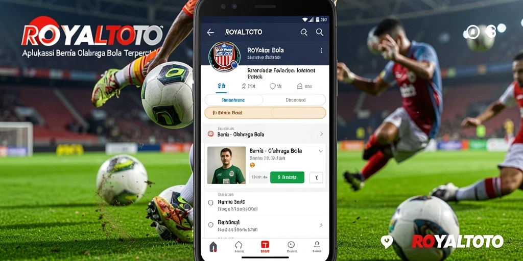 Screenshot utama ROYALTOTO menampilkan antarmuka berita olahraga bola.