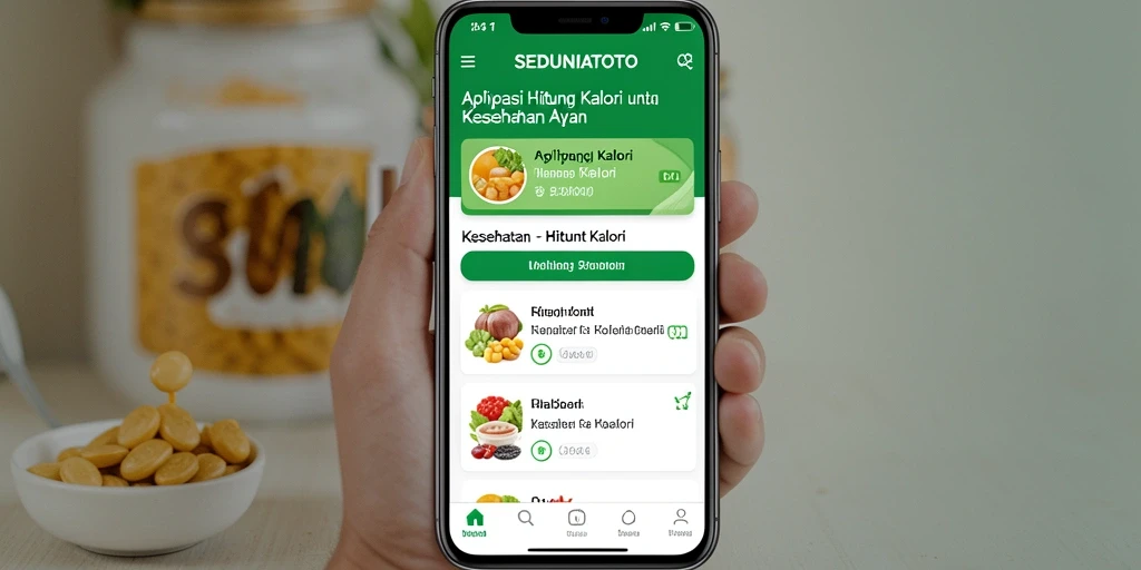 Antarmuka intuitif aplikasi SEDUNIATOTO untuk Hitung Kalori.