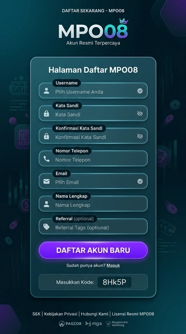 Tampilan halaman daftar mpo08