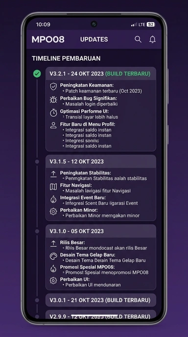 Tampilan riwayat versi mpo08